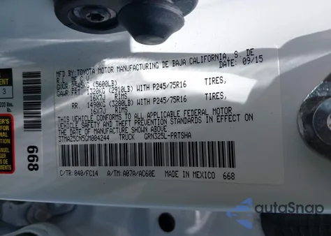 2016 Toyota Tacoma Sr5 V6 from USA, damaged, VIN 3TMAZ5CN5GM004244